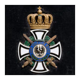 Hausorden von Hohenzollern - Ritterkreuz mit Schwertern in altem Rahmen mit Tr&auml;gername