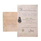 Hausorden von Hohenzollern - Ritterkreuz mit Schwertern und zwei Dokumente