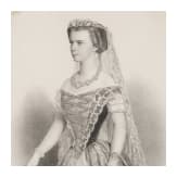 Kaiserin Elisabeth von &Ouml;sterreich und Kaiser Franz Joseph I. - prunkvoll gerahmte Lithografie als Kr&ouml;nungsbild, um 1867
