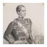 Kaiserin Elisabeth von &Ouml;sterreich und Kaiser Franz Joseph I. - prunkvoll gerahmte Lithografie als Kr&ouml;nungsbild, um 1867