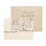 Generalfeldmarschall Helmuth von Moltke (1800 - 1891) - Abschnitt eines eigenh&auml;ndigen Briefs an seinen Bruder vom 18. M&auml;rz 1891