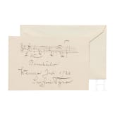 Siegfried Wagner (1869 - 1930) - eigenh&auml;ndige Notenzeile aus seiner Oper "Der B&auml;renh&auml;uter" und Unterschrift auf Karte, datiert "Juli 1926"
