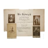 Offizierspatente mit Signatur von Ludwig II. und Max II., Verleihungsurkunde und Fotos zu Generalmajor von Ziegler
