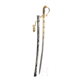 L&ouml;wenkopfs&auml;bel mit goldge&auml;tzter Damastklinge "Cassel 1890 - F. von Trott zu Solz s/l. Reum"