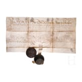 K&ouml;nig Friedrich I. von Preu&szlig;en (1657 - 1713) - Lehnsbrief f&uuml;r Paschen Ramin f&uuml;r L&auml;ndereien bei Neustadt an der Dosse, mit eigenh&auml;ndiger Unterschrift des K&ouml;nigs, datiert 12. August 1705
