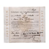 Fritz Coblenzer, Beamter in Deutsch-Ostafrika - Vorderlader- oder Schrotflintenjagdschein, datiert Tanga, 1910