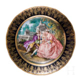 Three porcelain plates, one plate Meissen, circa 1880 (painting later) / two probably Meissen, 19th century