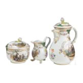 A three-piece porcelain coffee set, Meissen, circa 1810