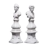 A pair of small KPM busts of an African couple, around 1780/1800