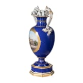 A topographical cobalt-ground amphora vase showing Kaiser Wilhelm Palace, Berlin, KPM, circa 1870/80