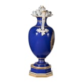 A topographical cobalt-ground amphora vase showing Kaiser Wilhelm Palace, Berlin, KPM, circa 1870/80