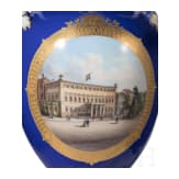 A topographical cobalt-ground amphora vase showing Kaiser Wilhelm Palace, Berlin, KPM, circa 1870/80