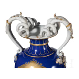A topographical cobalt-ground amphora vase showing Kaiser Wilhelm Palace, Berlin, KPM, circa 1870/80