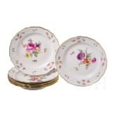 Six porcelain plates with flowers and insects, Meissen, circa 1850/60