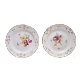 Six porcelain plates with flowers and insects, Meissen, circa 1850/60