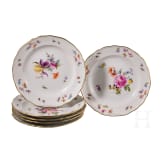 Six small porcelain plates with flowers and insects, Meissen, circa 1860/60