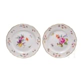 Six small porcelain plates with flowers and insects, Meissen, circa 1860/60