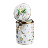 A rare silver-gilt and vermeil porcelain tankard with flowers, birds, insects and a view of Palazzo Pitti in Florence, Meissen, circa 1860