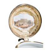 A rare silver-gilt and vermeil porcelain tankard with flowers, birds, insects and a view of Palazzo Pitti in Florence, Meissen, circa 1860