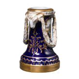 A cobalt blue porcelain candle holder with view of K&ouml;nigstein, Meissen, circa 1880