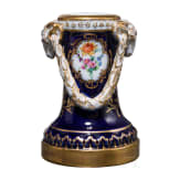 A cobalt blue porcelain candle holder with view of K&ouml;nigstein, Meissen, circa 1880