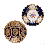A cobalt blue and gold porcelain bowl and plate, Meissen, 1st half of the 20th century