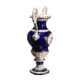 A cobalt-blue porcelain vase with flowers, Ernst August Leuteritz, 1855/60 (design), Meissen, 1924-34 (finish)