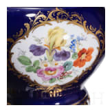 A cobalt-blue porcelain vase with flowers, Ernst August Leuteritz, 1855/60 (design), Meissen, 1924-34 (finish)