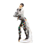 A porcelain dancer figure "Bajazzo" based on characters from the ballet "Le Carnaval", Paul Scheurich, 1919 (design), Meissen, mid-20th century (finish)