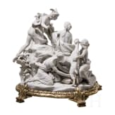 A large gilt-bronze mounted biscuit porcelain group "Hermes carries Dionysos to a nymph", probably Sevres