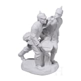 A rare biscuit porcelain group "Two Infantry soldiers with horn and drum", probably Alfred K&ouml;nig, 1916-18 (design), Meissen, 1916-23 (finish)