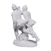 A rare biscuit porcelain group "Two Infantry soldiers with horn and drum", probably Alfred K&ouml;nig, 1916-18 (design), Meissen, 1916-23 (finish)