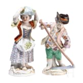 Two porcelain gardener children, Johann Joachim Kaendler, circa 1750 (design), Meissen, 20th century (finish)
