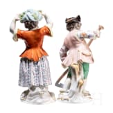 Two porcelain gardener children, Johann Joachim Kaendler, circa 1750 (design), Meissen, 20th century (finish)