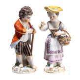 Two porcelain gardener children, Johann Joachim Kaendler, circa 1750 (design), Meissen, 20th century (finish)