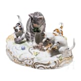 A rare porcelain cat group, Carl Richard Schneider, 1880 (design), Meissen, before 1924 (finish)