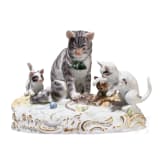 A rare porcelain cat group, Carl Richard Schneider, 1880 (design), Meissen, before 1924 (finish)