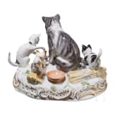 A rare porcelain cat group, Carl Richard Schneider, 1880 (design), Meissen, before 1924 (finish)