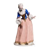 A porcelain figure of "Isabella" from the Commedia dell'arte series, Franz Anton Bustelli, circa 1760 (design), Nymphenburg, 20th century (finish)