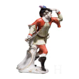 A porcelain figure "Capitano Spavento" from the Italian Commedia dell'arte, Franz Bustelli (design), Nymphenburg, 20th century (finish)