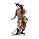A porcelain figure "Capitano Spavento" from the Italian Commedia dell'arte, Franz Bustelli (design), Nymphenburg, 20th century (finish)