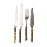 Besteck, osmanisch, und ein Sarajevo-Messer, Bosnien und Herzegowina, 19. Jhdt.