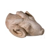 Widderkopf aus Marmor, sp&auml;tklassisch, 4. Jhdt. v. Chr.