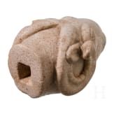 Widderkopf aus Marmor, sp&auml;tklassisch, 4. Jhdt. v. Chr.