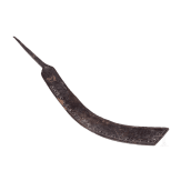 Bronzene Reiseikone mit Heiligem Georg, Tonkopf eines Mannes, Punzverzierte Hippe aus Eisen, 18. - 19. Jhdt.