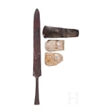 Zwei Steinbeile, ein Steinschaber und eine fr&uuml;hmittelalterliche Lanzenspitze, 3. Jtsd. v. Chr. - 8. Jhdt n. Chr.