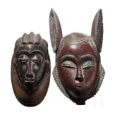 Zwei Masken, Baule/Yaure, Elfenbeink&uuml;ste, 20. Jhdt.
