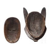 Zwei Masken, Baule/Yaure, Elfenbeink&uuml;ste, 20. Jhdt.