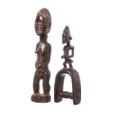 Blolo-bla-Figur und Webrollenhalter, Baule, Elfenbeink&uuml;ste, 20. Jhdt.