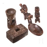 Vier Gegenst&auml;nde aus Holz, Kongo, 20. Jhdt.